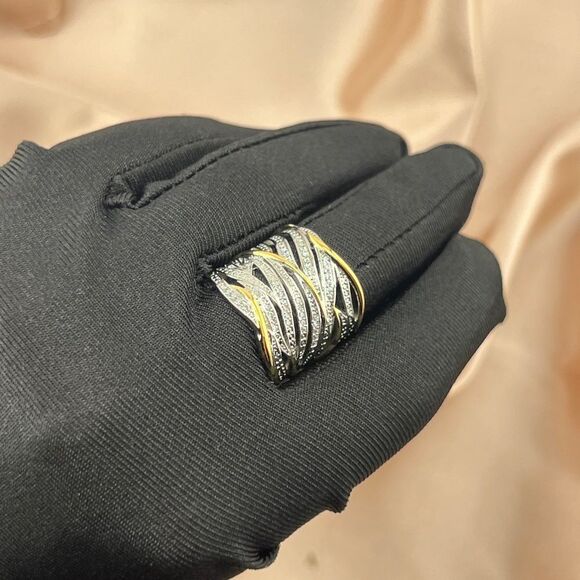 Elegant Diamond & Gold Accented Cocktail Ring - Picture 2 of 6